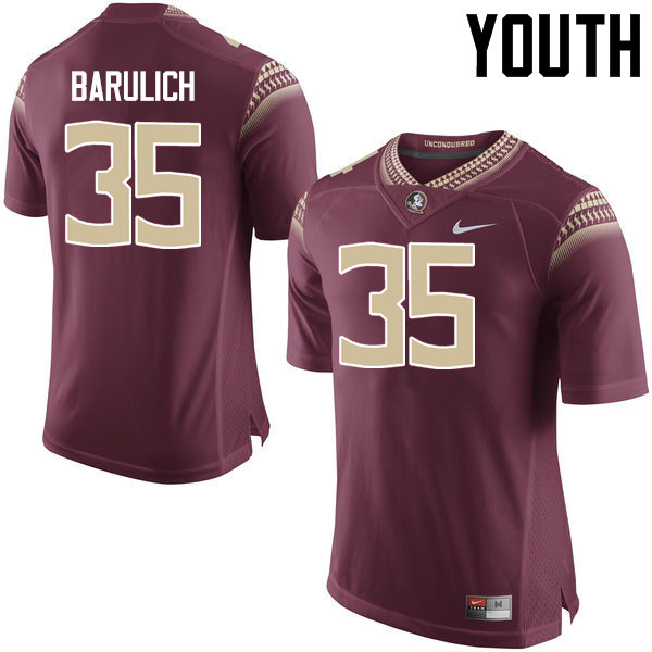 Youth #35 Michael Barulich Florida State Seminoles College Football Jerseys-Garnet